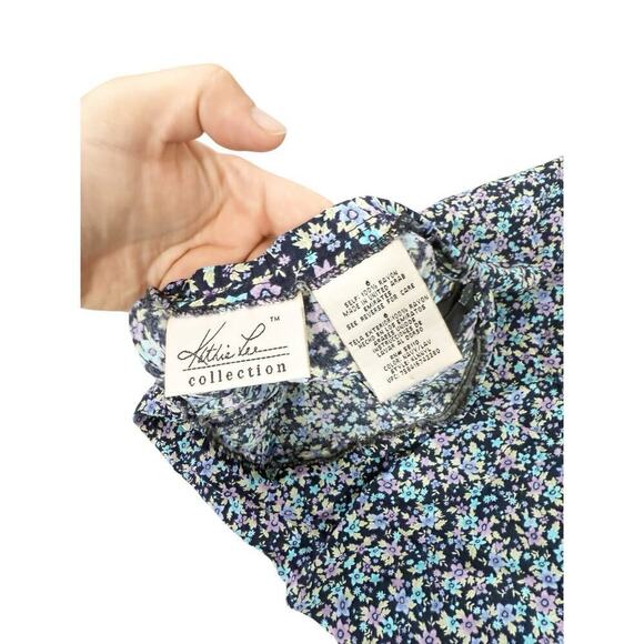 Vintage Kathie Lee 90’s Dark Floral Midi Skirt Y2K Cottage Core Womens 6 - Picture 7 of 8